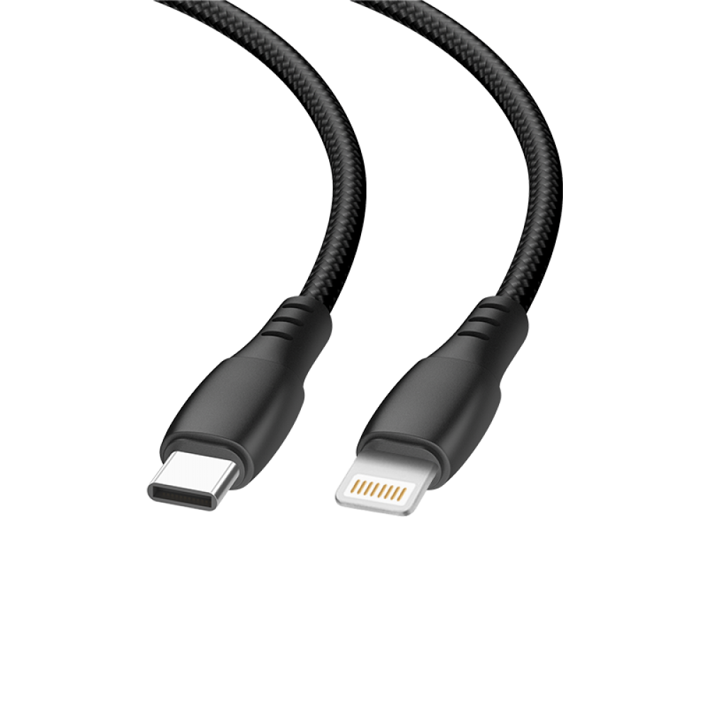 Cellect Ligtning és USB-C adat és töltőkábel, 200 cm, Fekete