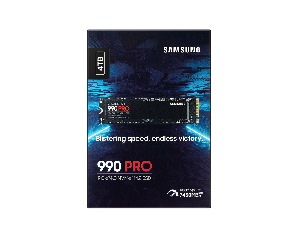 Samsung 990 PRO, PCIe 4.0, NVMe 2.0, 4TB, 2400 TBW