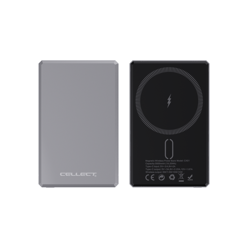 Cellect slim mágneses powerbank, 5000 mAh, Ezüst
