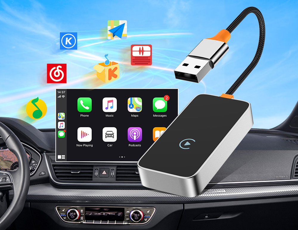 Cellect Vezeték nélküli carplay adapter, Fekete