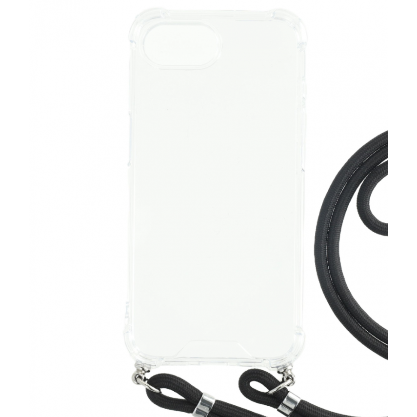Cellect Iphone 17e/16e átlátszó tok fekete nyakbaakasztóval