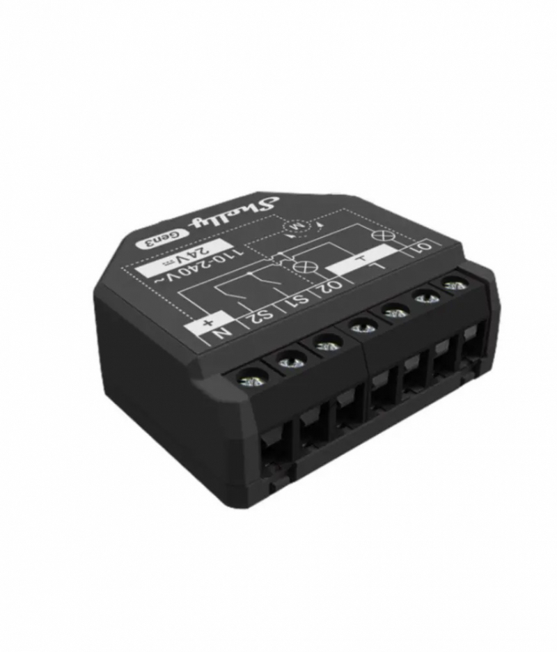 Shelly 2PM Gen3 WiFi + Bluetooth, két áramkörös okosrelé, áramfo