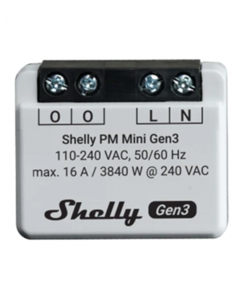 Shelly PM Mini Gen3, WiFi + Bluetooth modul, fogyasztásméréssel