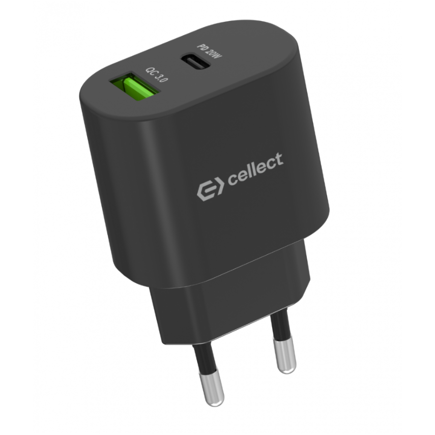 Cellect 20W hálózati gyorstöltő adapter, Fekete