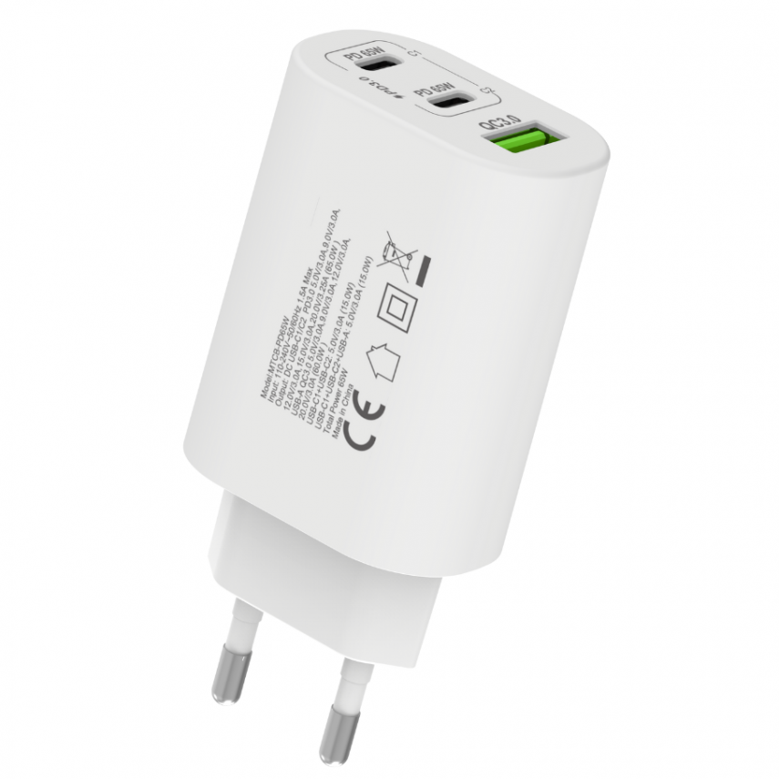 Cellect 65W hálózati gyorstöltő adapter, Fehér
