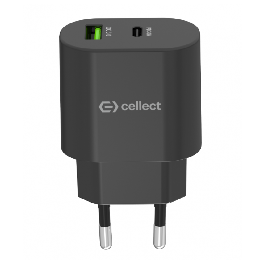 Cellect 30W hálózati gyorstöltő adapter, Fekete