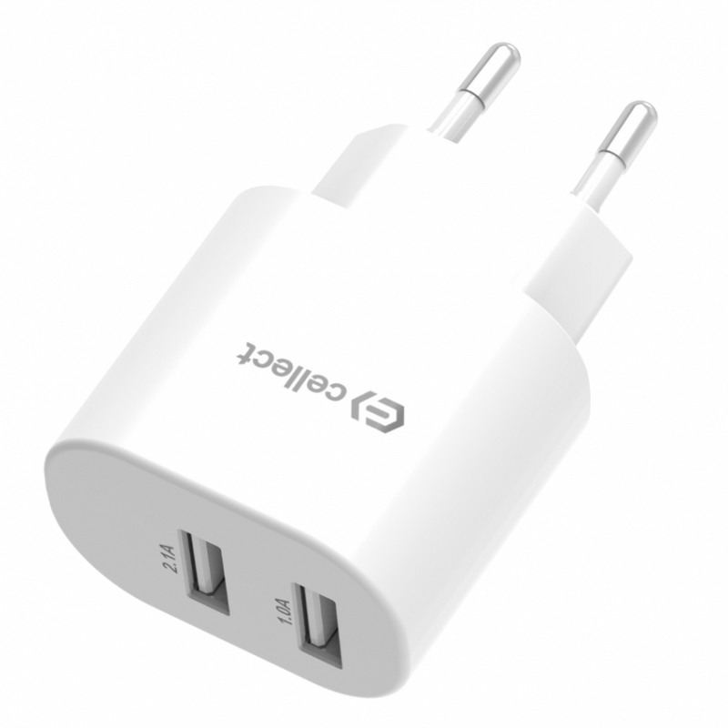 Hálózati töltő adapter 2 USB csatlakozóval 10W