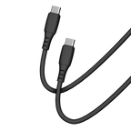 Cellect USB-C és USB-C puha szilikon adat és töltőkábel, 100 cm, Fekete