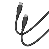 Cellect USB-C és USB-C puha szilikon adat és töltőkábel, 100 cm, Fekete