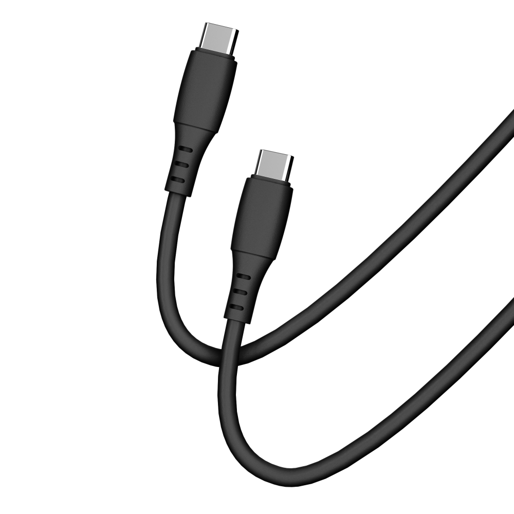Cellect USB-C és USB-C puha szilikon adat és töltőkábel, 100 cm, Fekete