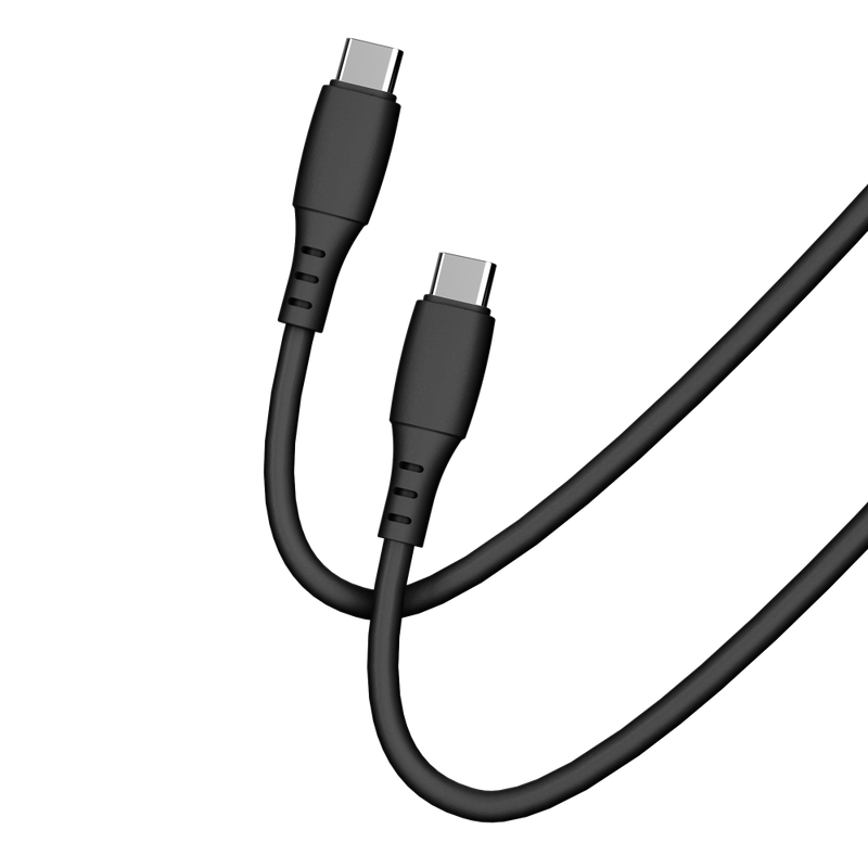 Cellect USB-C és USB-C puha szilikon adat és töltőkábel, 100 cm, Fekete