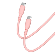Cellect USB-C és USB-C puha szilikon adat és töltőkábel, 100 cm, Pink