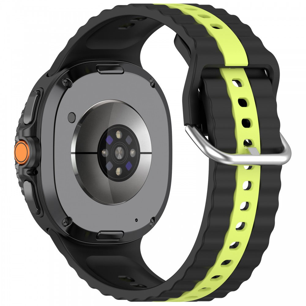 Cellect Samsung Galaxy Watch 8/Classic szilikon óraszíj sárga csíkokkal