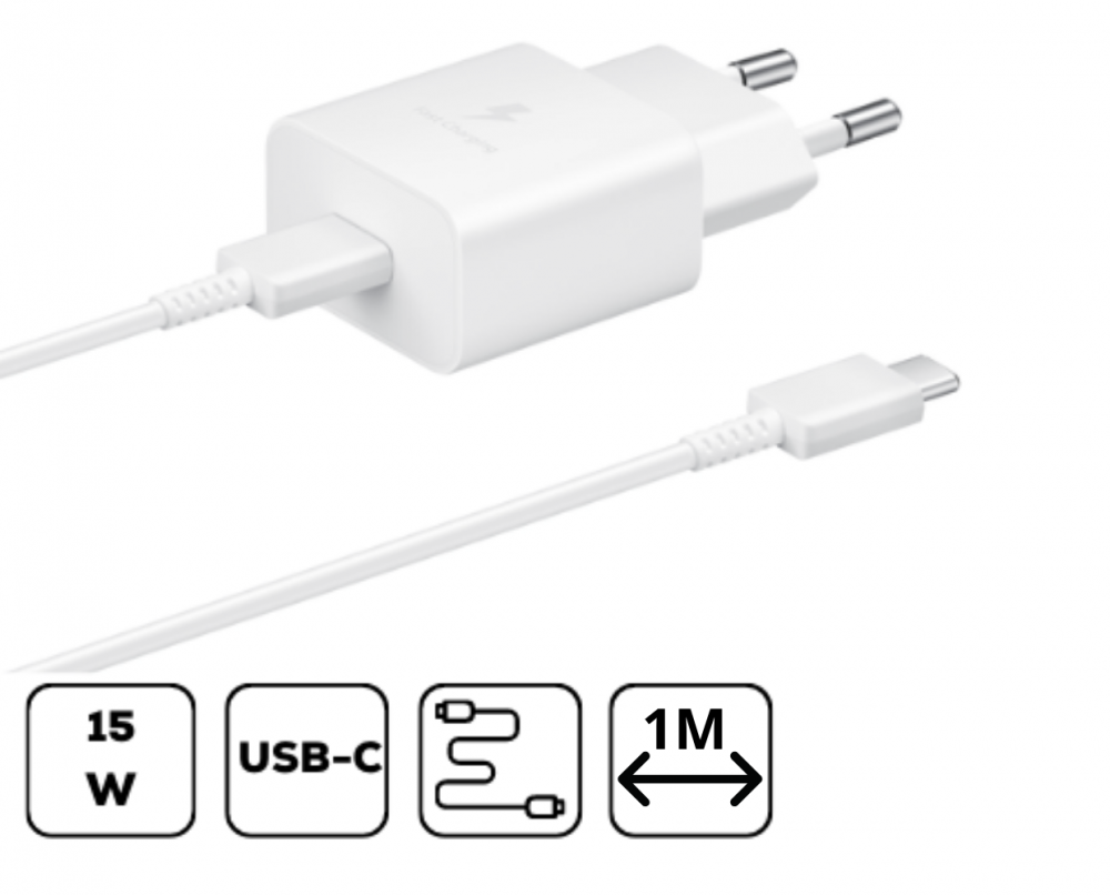 Samsung hálózati adapter kábellel, 15W PD USB-C