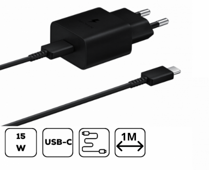 Samsung hálózati adapter kábellel, 15W PD USB-C