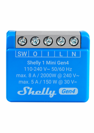 Shelly 1 Mini GEN4 egy áramkörös WiFi, Bt, Zb, Matter okosrelé