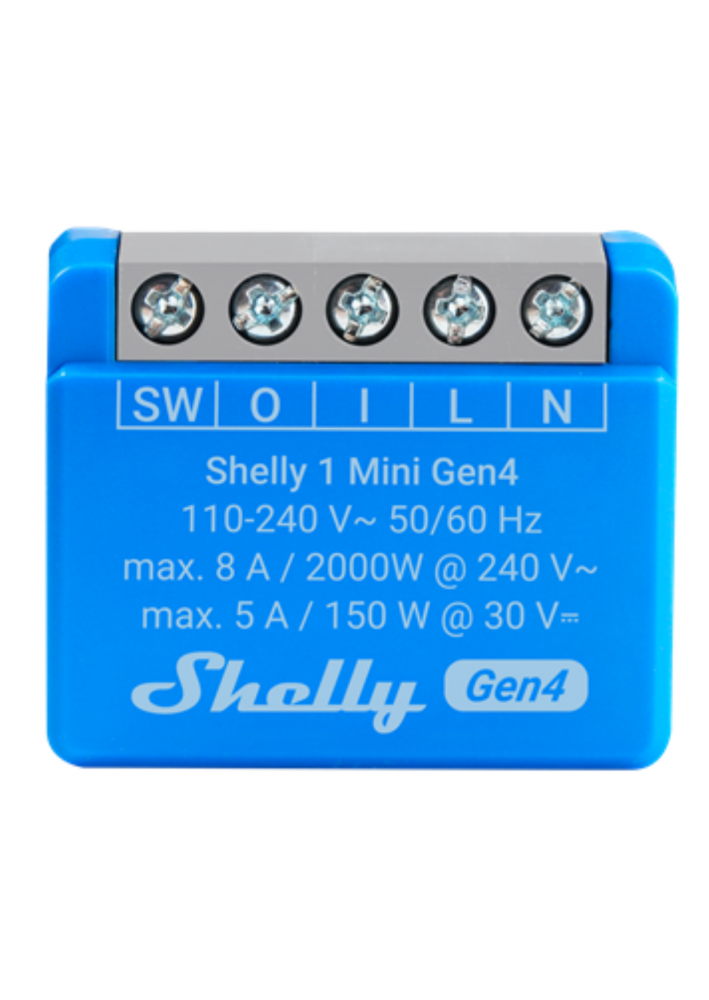 Shelly 1 Mini GEN4 egy áramkörös WiFi, Bt, Zb, Matter okosrelé