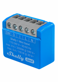 Shelly 1 Mini GEN4 egy áramkörös WiFi, Bt, Zb, Matter okosrelé