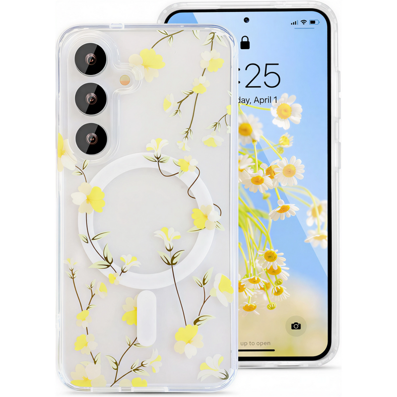 Samsung A37 mágneses virág mintás lézernyomott tok