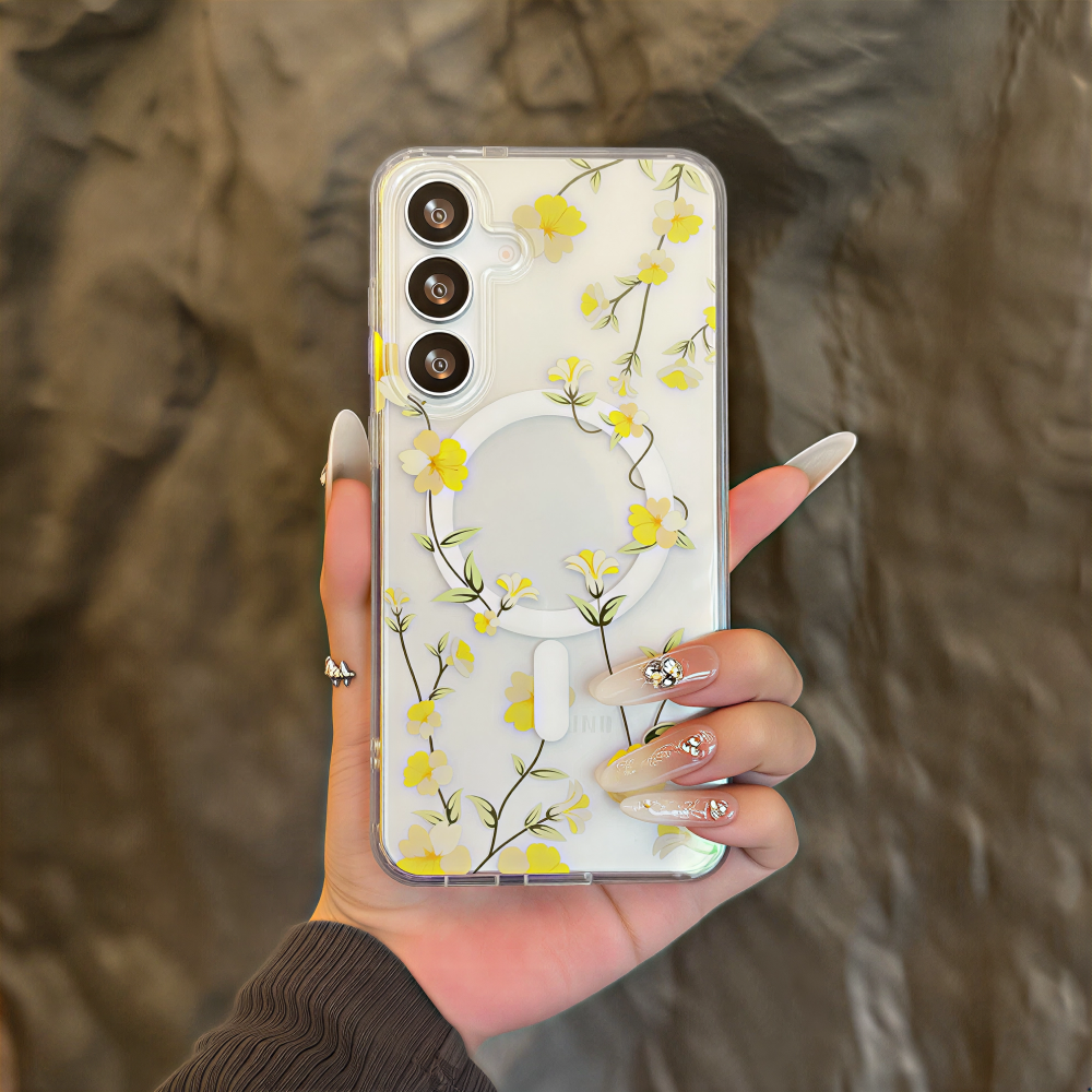 Cellect Samsung Galaxy A57 mágneses virág mintás lézernyomott tok