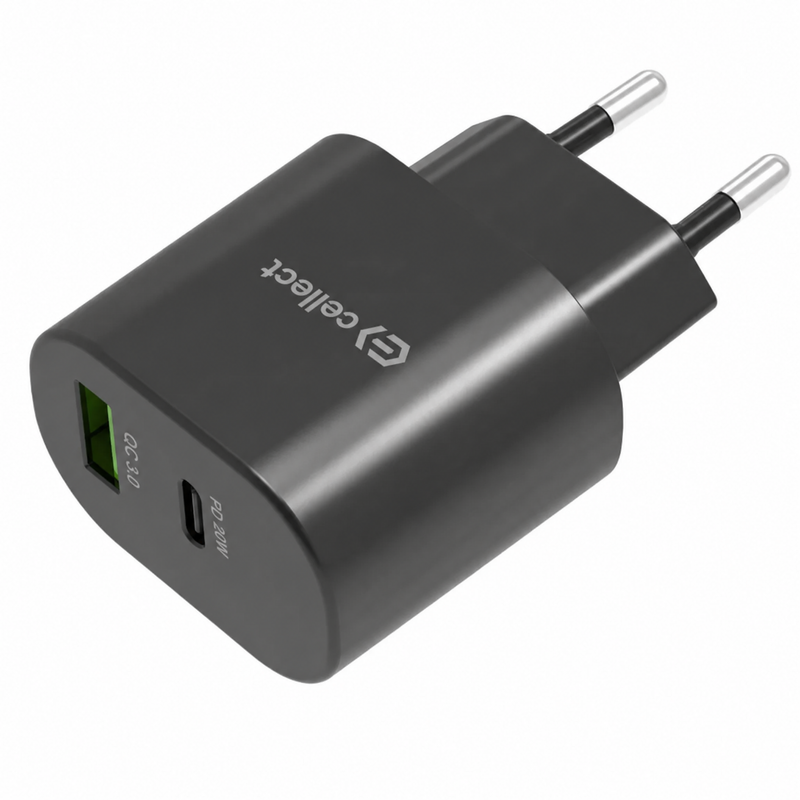 Cellect 20W hálózati gyorstöltő adapter, Fekete