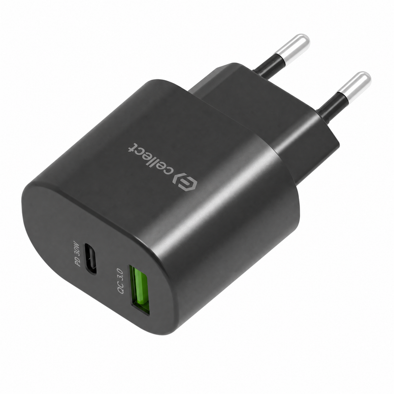 Cellect 30W hálózati gyorstöltő adapter, Fekete