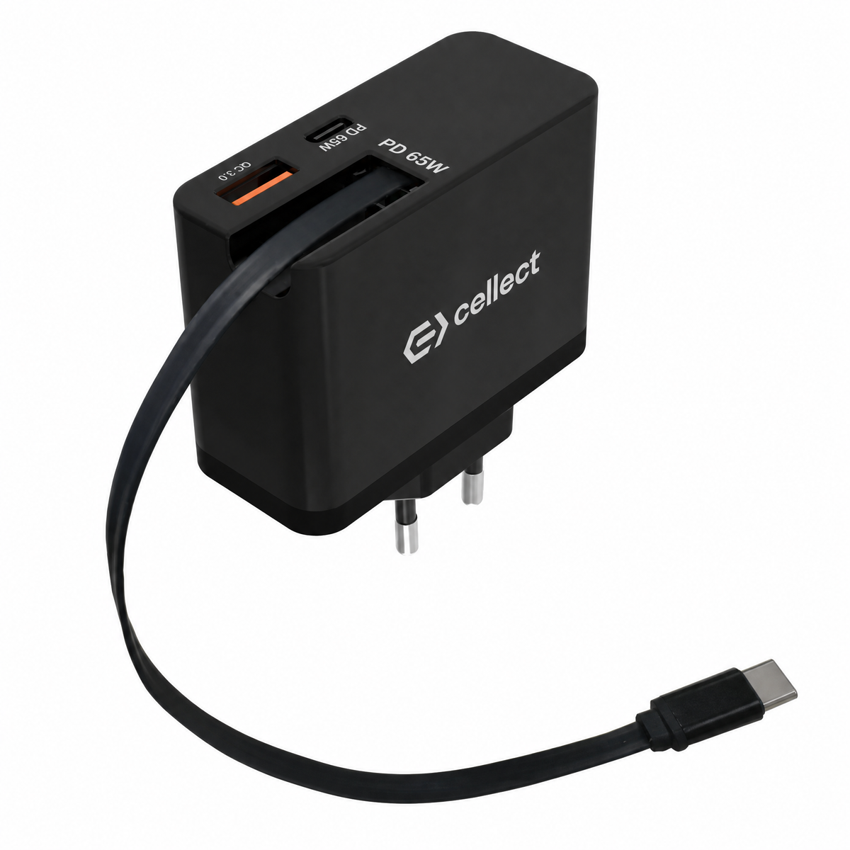 Cellect 65W hálózati gyorstöltő adapter visszahúzható kábellel