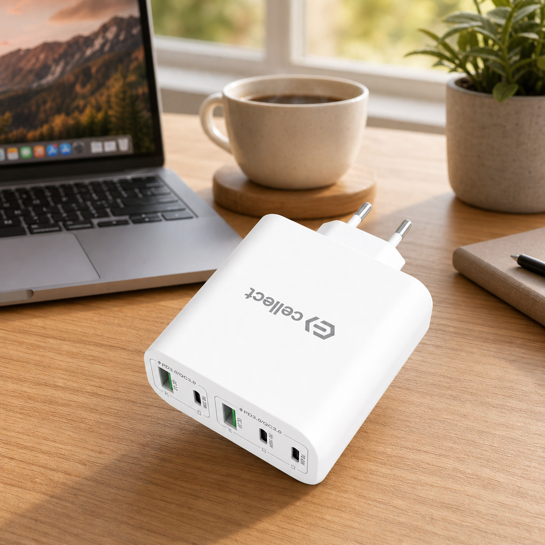 Cellect 120W hálózati gyorstöltő adapter, Fehér