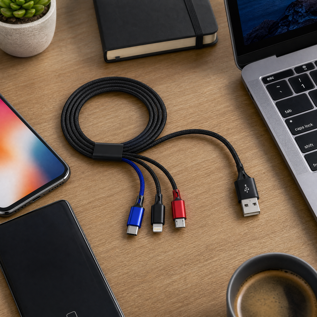 Cellect 3-in-1 adat és töltőkábel USB-A csatlakozóval, 100 cm