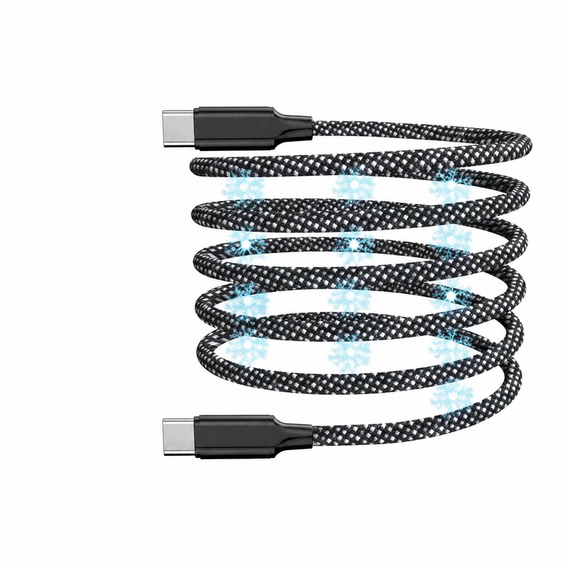 Cellect USB-C és USB-C feltekerhető mágneses adat és töltőkábel, 100 cm, Szürke