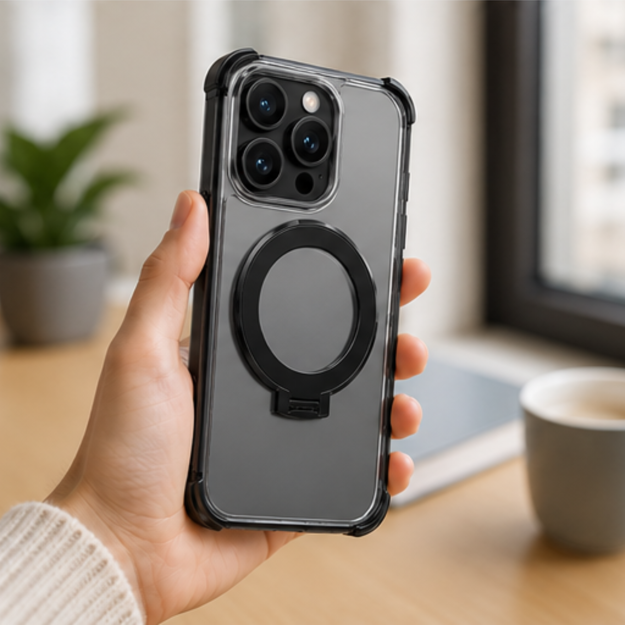 Cellect iPhone 16 Pro Max átlátszó mágneses tok gyűrűvel