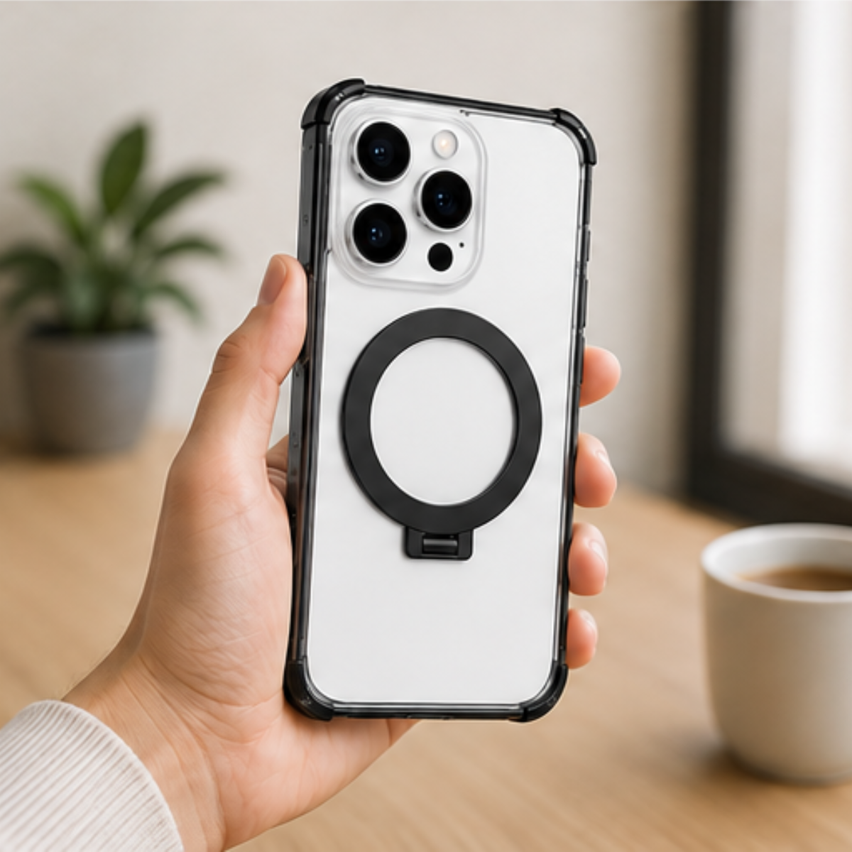 Cellect iPhone 16 Pro átlátszó mágneses tok gyűrűvel