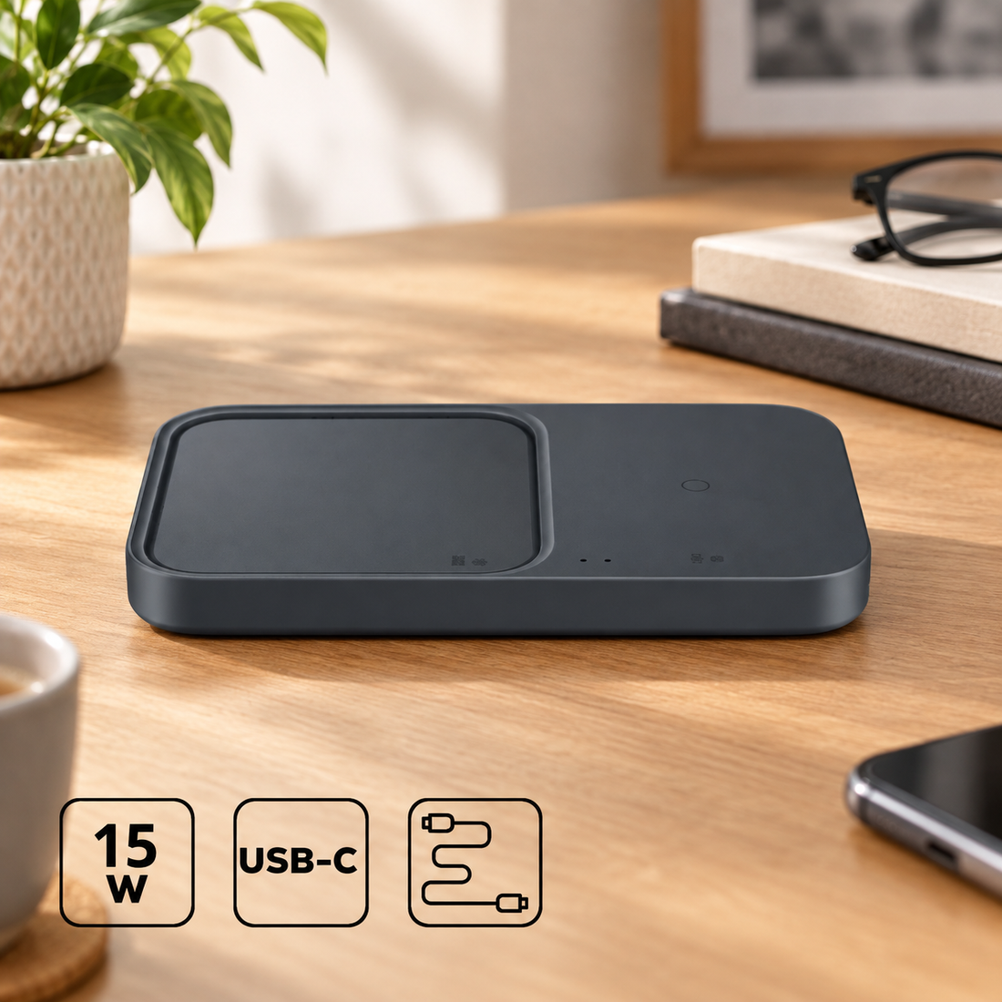 Samsung fekete Wireless töltő dupla hálózati töltővel