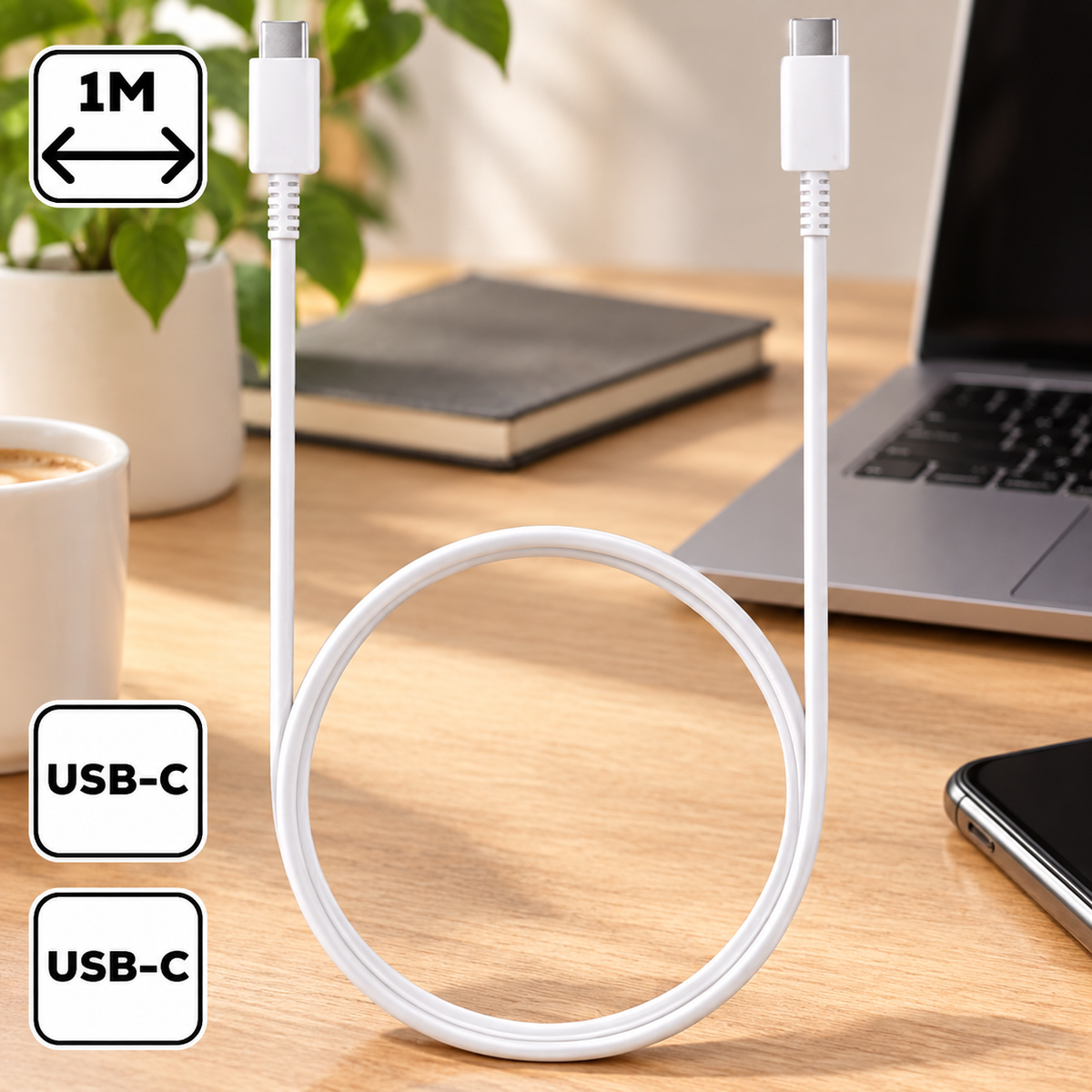 Samsung fehér USB-C USB-C kábel (5A)