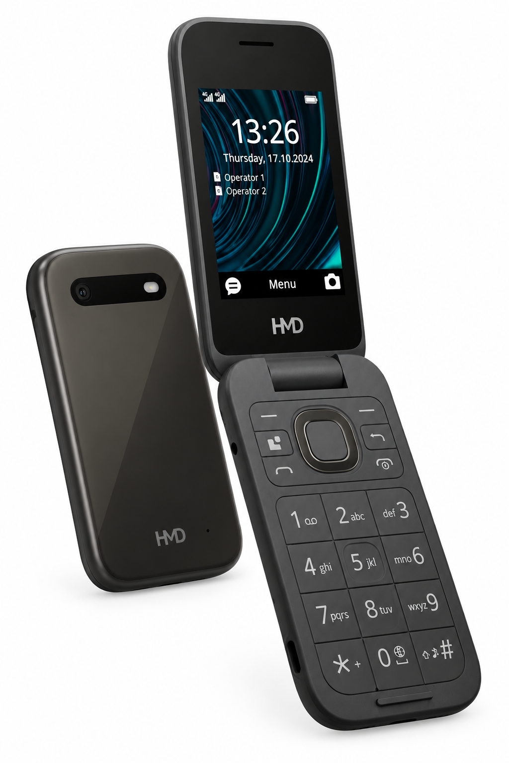 HMD 2660 FLIP 4G DS fekete kártyafüggetlen mobiltelefon