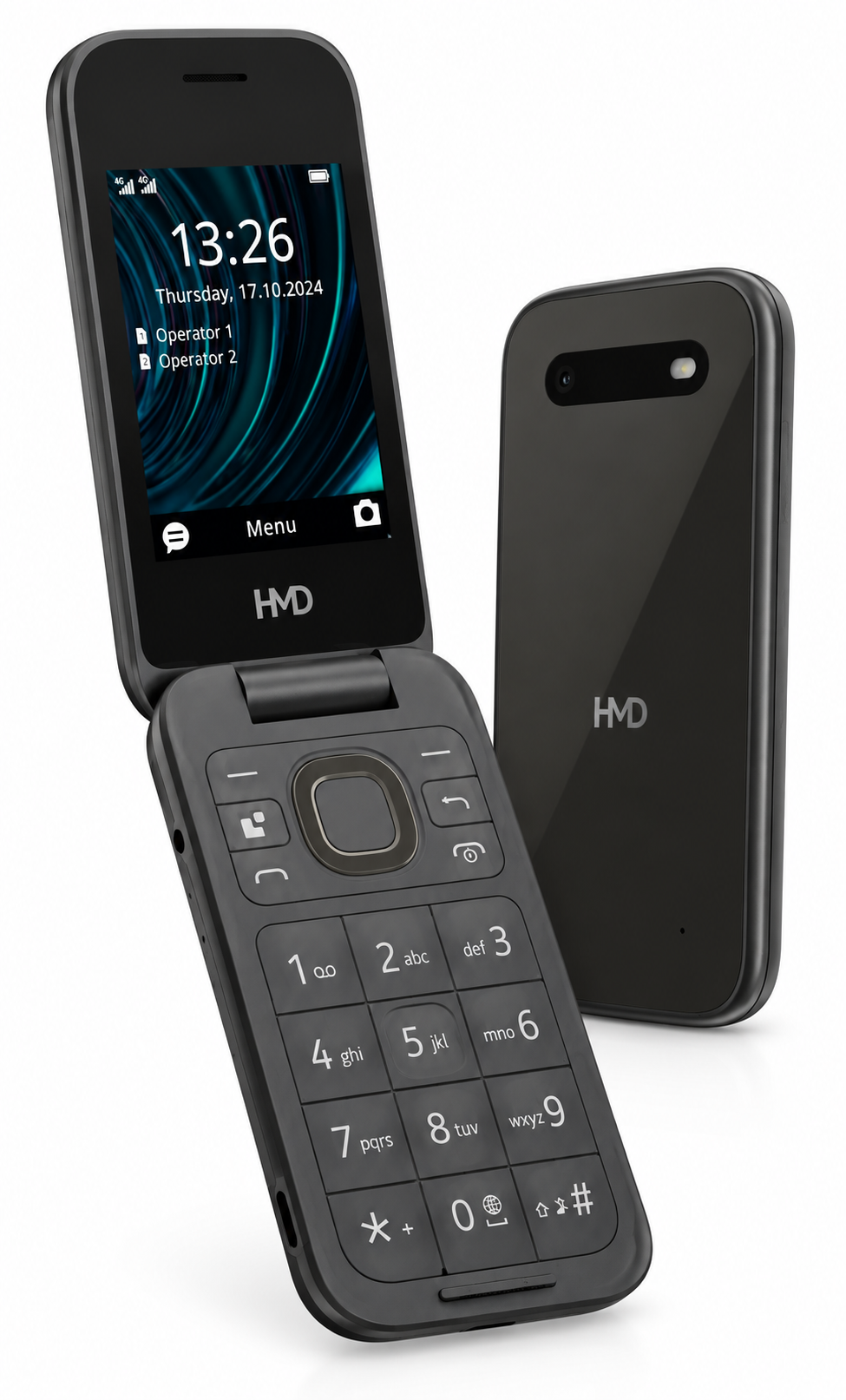 HMD 2660 FLIP 4G DS fekete kártyafüggetlen mobiltelefon