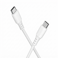 Cellect USB-C és USB-C puha szilikon adat és töltőkábel, 100 cm, Fehér