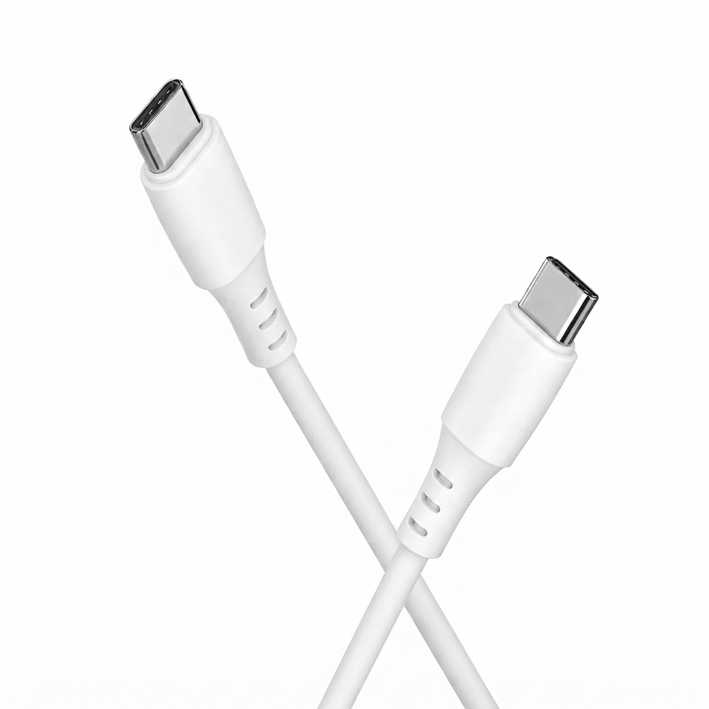 Cellect USB-C és USB-C puha szilikon adat és töltőkábel, 100 cm, Fehér