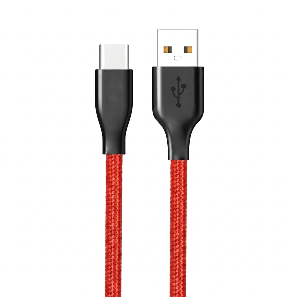 Cellect USB-A és USB-C adat és töltőkábel, Piros, 100 cm