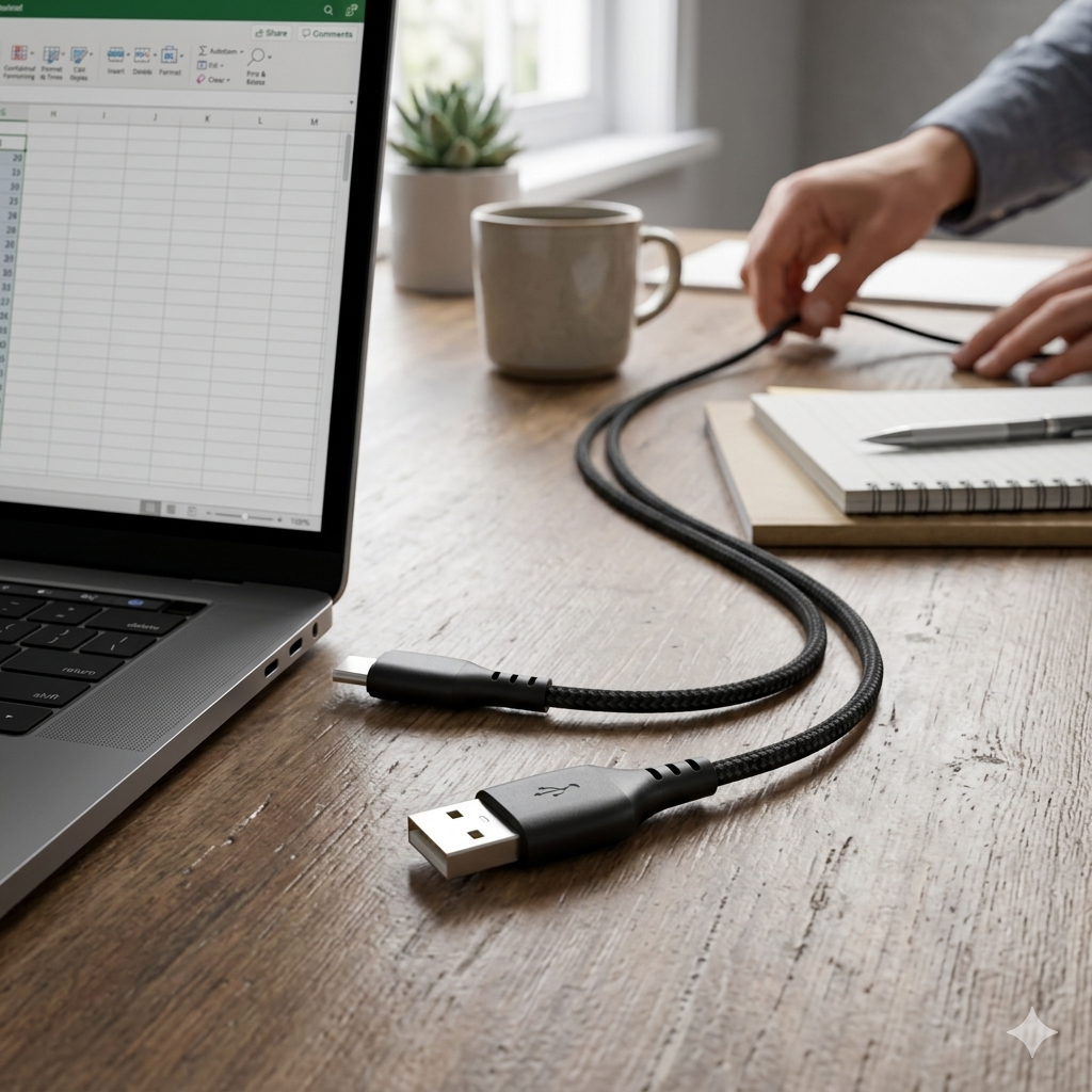 Cellect USB-A és USB-C adat és töltőkábel, 200 cm, Fekete