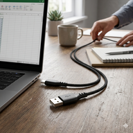 Cellect USB-A és USB-C adat és töltőkábel, 200 cm, Fekete