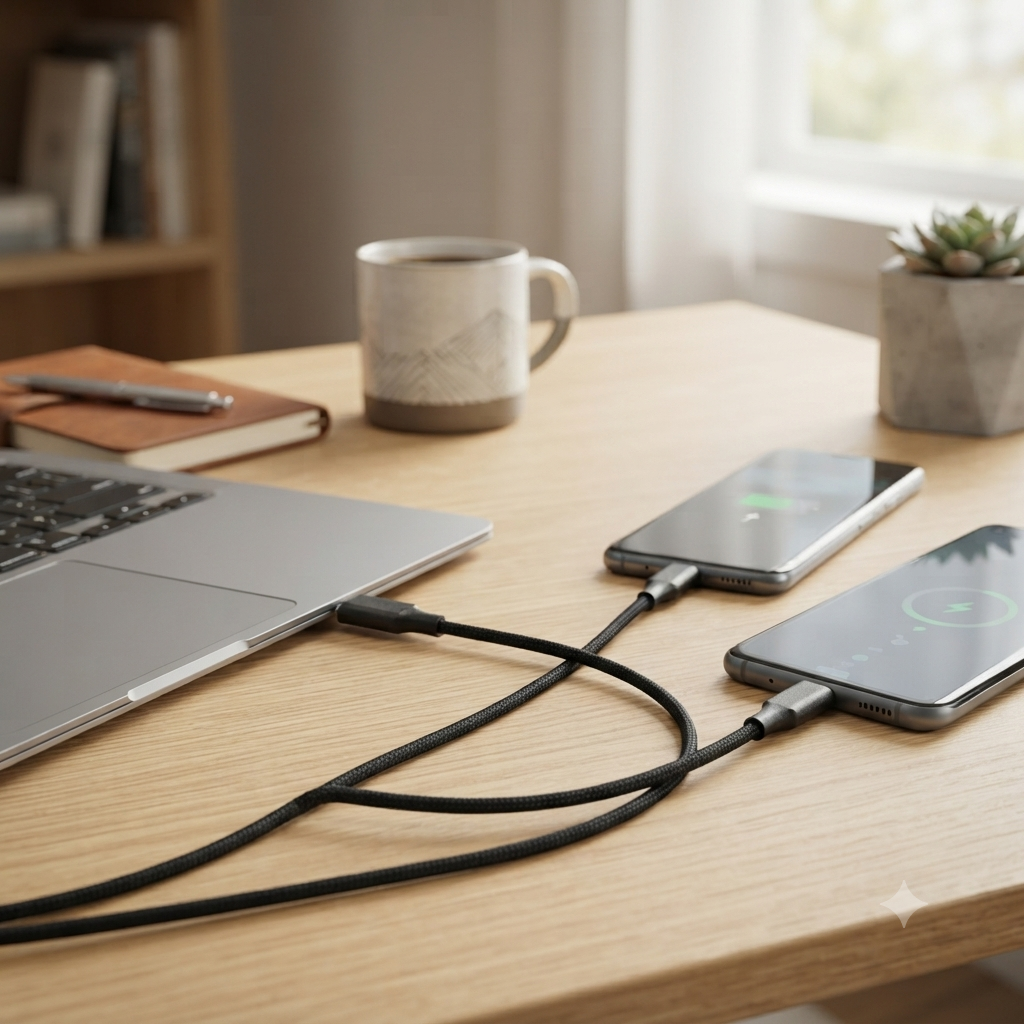 Cellect USB-A és USB-C adat és töltőkábel, 100 cm, Fekete