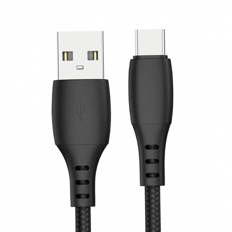 Cellect USB-A és USB-C adat és töltőkábel, 200 cm, Fekete