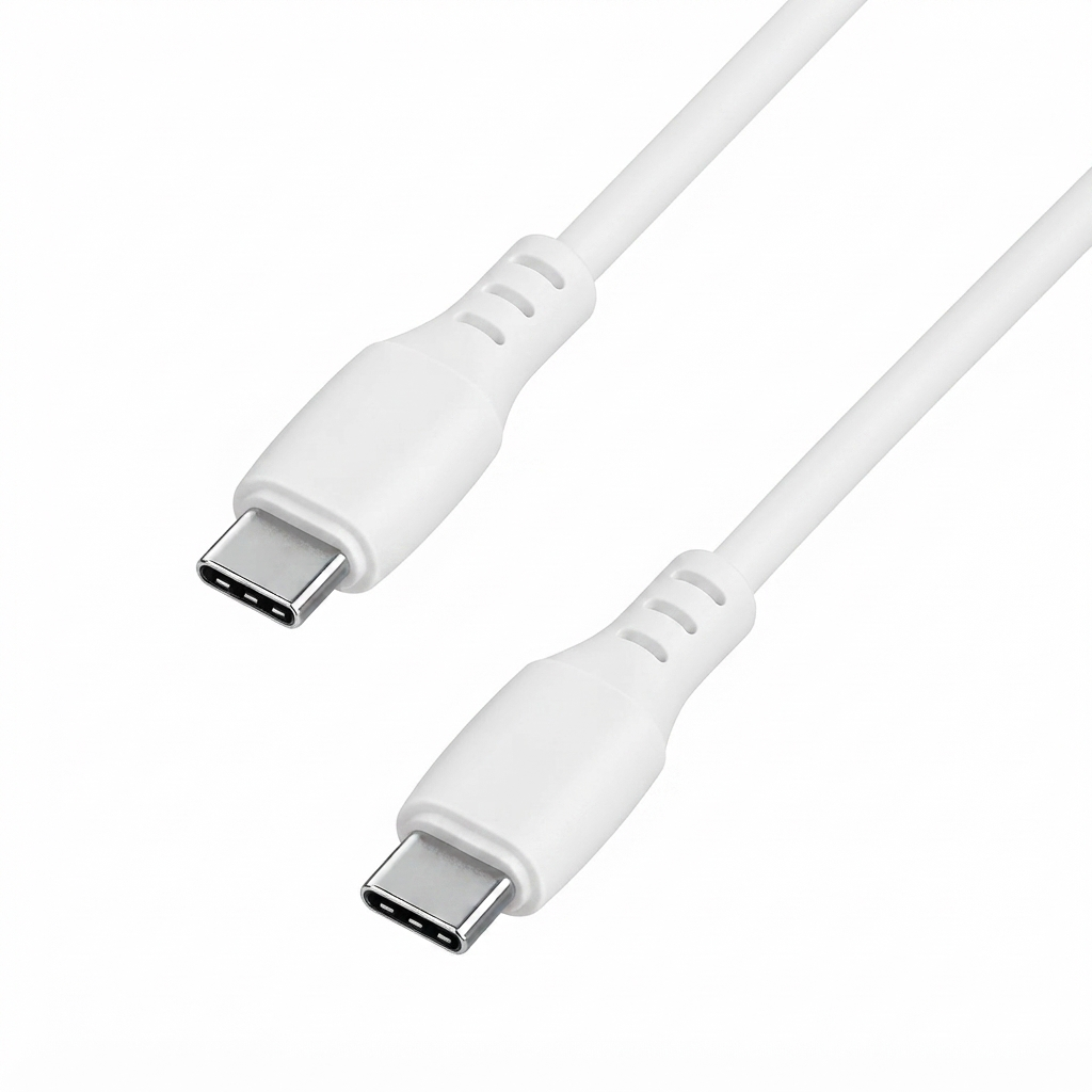 Cellect USB-C és USB-C puha szilikon adat és töltőkábel, 100 cm, Fehér