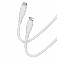Cellect USB-C és USB-C puha szilikon adat és töltőkábel, 100 cm, Fehér