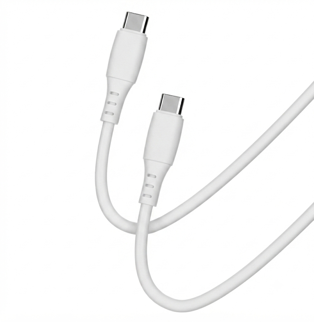 Cellect USB-C és USB-C puha szilikon adat és töltőkábel, 100 cm, Fehér
