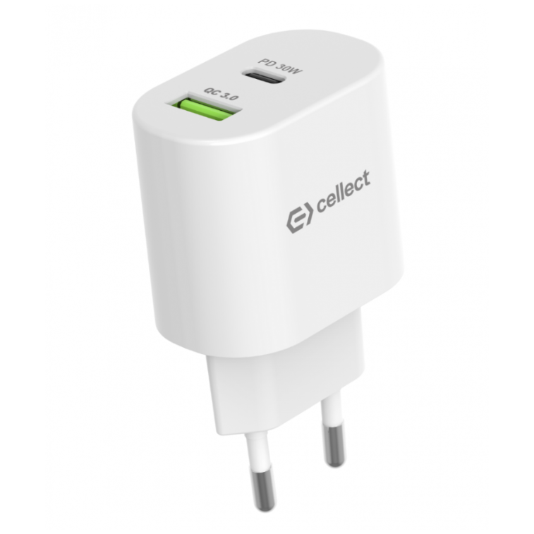 Cellect 30W hálózati gyorstöltő adapter, Fehér