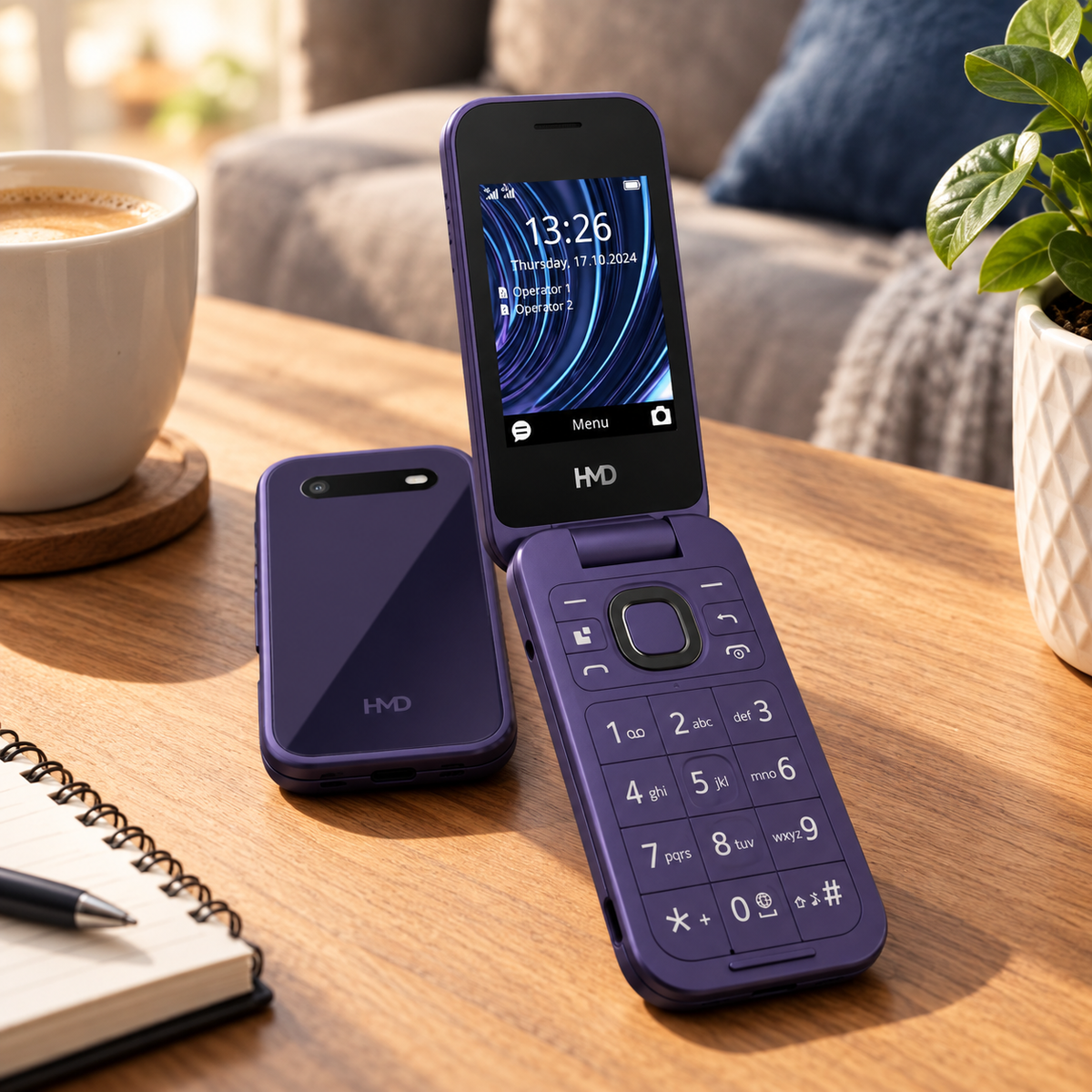 HMD 2660 FLIP 4G DS lila kártyafüggetlen mobiltelefon