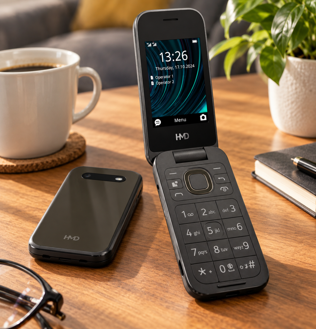 HMD 2660 FLIP 4G DS fekete kártyafüggetlen mobiltelefon
