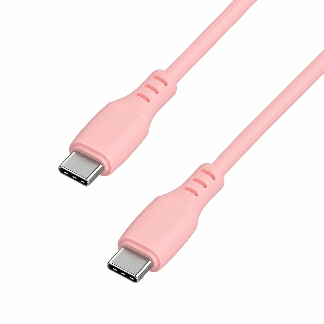 Cellect USB-C és USB-C puha szilikon adat és töltőkábel, 100 cm, Pink